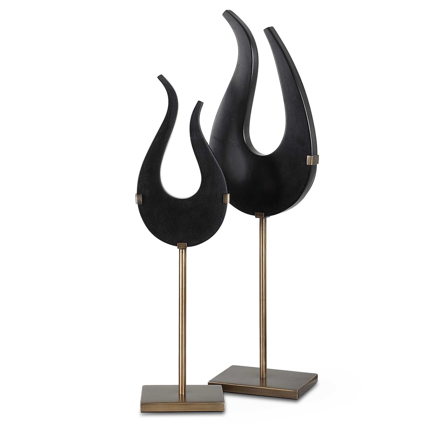 Black Flame Sculptures - Set of 2