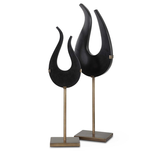 Black Flame Sculptures - Set of 2
