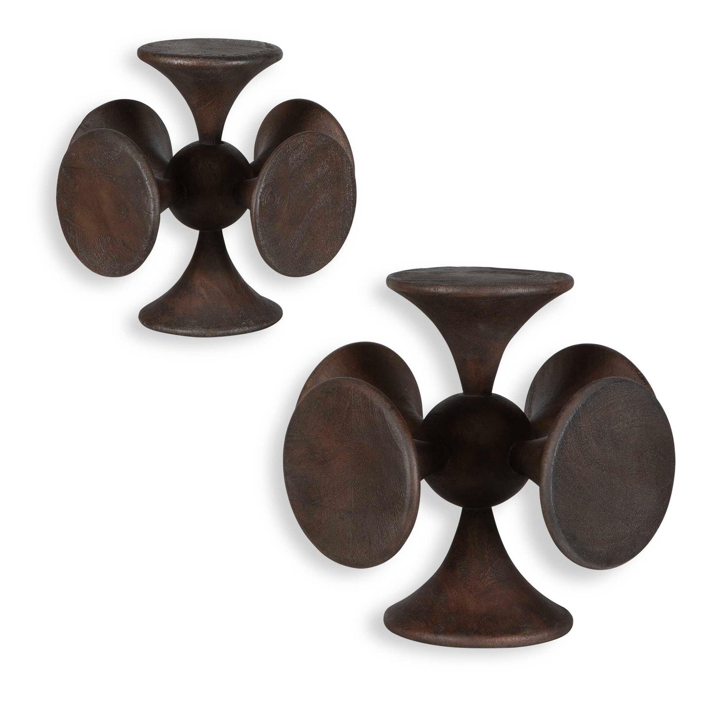 Balanced Harmony Dark Wooden Sculptures - Set of 2