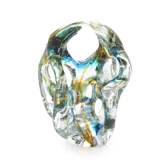 Azure Blue and Yellow Handblown Glass Sculpture I